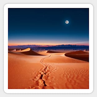 Pathway in Desert Sands Under Moonlight Sticker